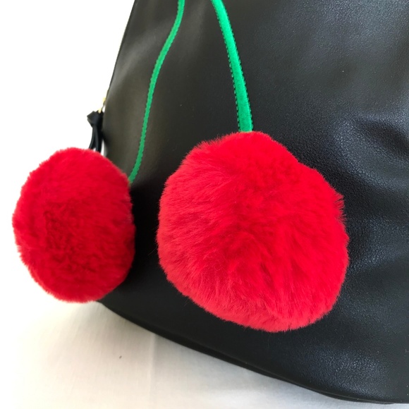 T-Shirt & Jeans Backpack with Faux Fur Cherries - Picture 5 of 7